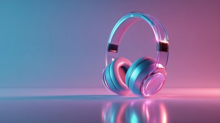 Neon glowing headphones against cosmic galaxy background — ideal for World DJ Day, electronic music and futuristic audio content.