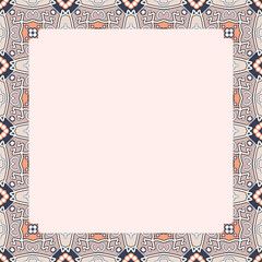 Ornate Geometric Floral Frame with Muted Colors