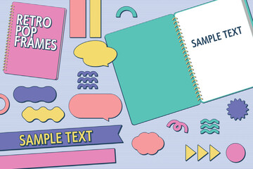 平成レトロなフレームセット　ノートや抽象的なモチーフ