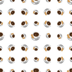 Coffee Cup and Cookie Seamless Pattern