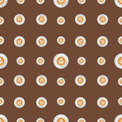 Coffee Cups with Latte Art Repeating Design