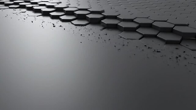Abstract hexagonal surface with dynamic light and shadow play