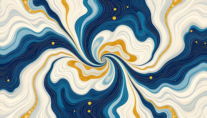 Luxury Marble Swirl: Elegant Navy Blue and Gold Abstract Fluid Background