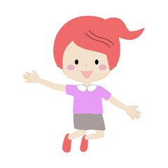 ジャンプしている女の子のイラスト