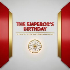 The emperor s birthday celebration with gold accents and red banner design