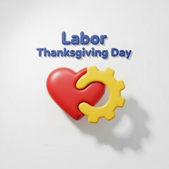 Labor thanksgiving day with a heart and gear puzzle piece illustration