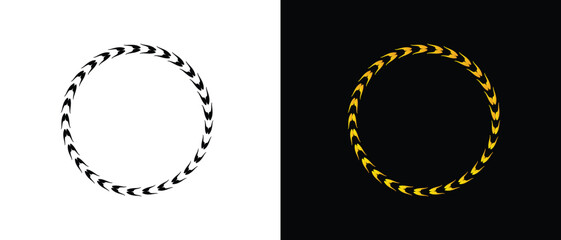 Laurel wreath icon set. black and golden laurel wreath icon set. floral icon set.