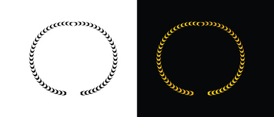 Laurel wreath icon set. black and golden laurel wreath icon set. floral icon set.