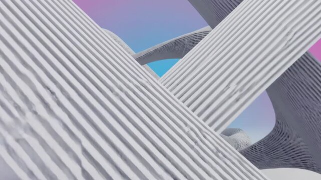 Abstract interlocking geometric shape with textured surface