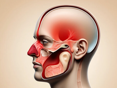 Nasal polyps Human head cross section showing nasal passages and sinuses anatomy