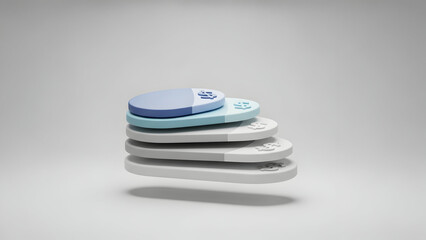 Stack of Modern Smartwatches on White Surface.