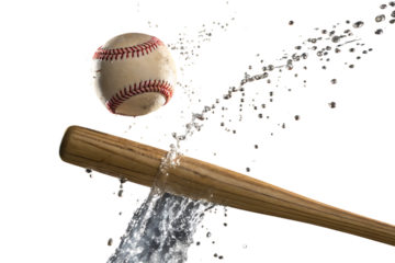 baseball impacted by a wooden bat with splash