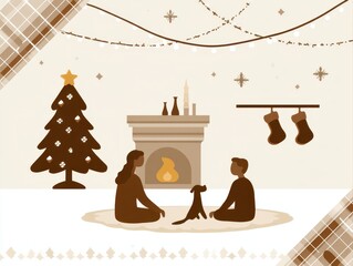 A cozy family evening by the fireplace, filled with warmth and joy.