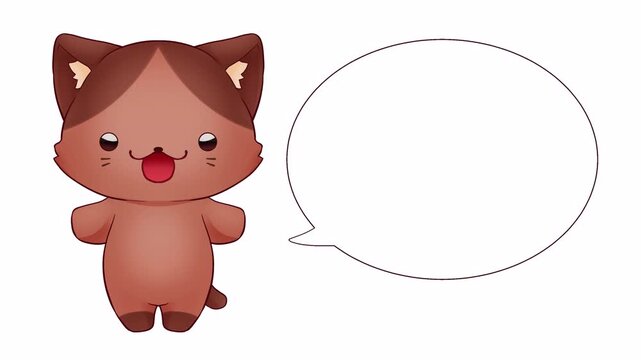 口パクするネコと吹き出しのアルファつきループアニメーション