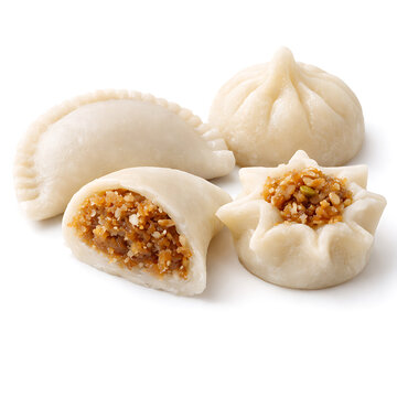 Pitha rice cake, traditional regional dessert, clean white background