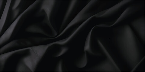 Fototapeta premium Abstract close-up of flowing, shiny black fabric with smooth curves and folds.