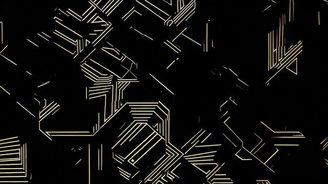 Opulent gold geometry with simple abstract pattern, black background, modern luxury line art, elegant minimal digital design