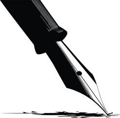 Fountain Pen Nib Silhouette Writing Ink Line Minimal Vector