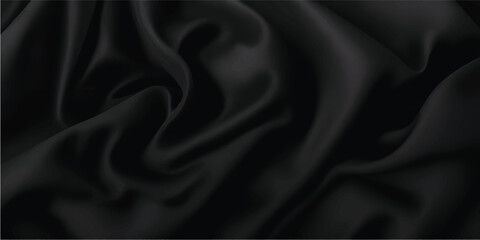 Obraz premium Elegant black satin and silk fabric texture background with smooth luxurious folds and shiny decorative waves creating a premium backdrop for fashion branding, cosmetic advertising, wedding design and