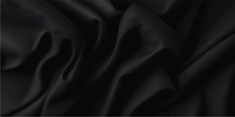 Smooth black satin silk fabric background with shiny elegant folds creating a premium luxury texture for fashion visuals, high end branding, cosmetic ads and stylish modern design projects