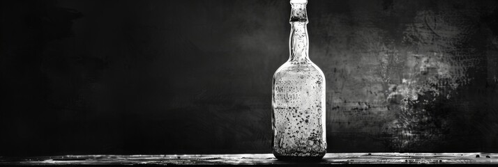 The intricate details and imperfections of a vintage bottle a beauty in its impermanence. Black and white art