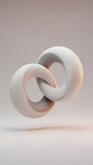 White Interconnected Rings on Light Background.
