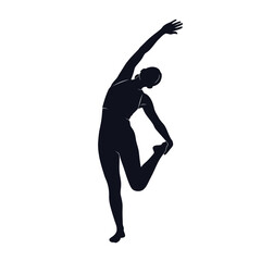 Fototapeta premium Silhouette of a woman stretching her quadriceps in a graceful pose