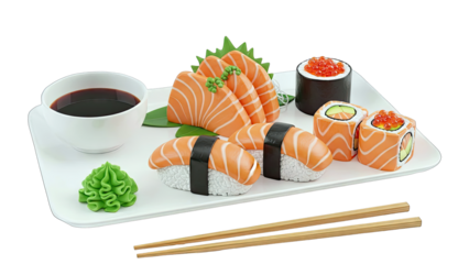 Assorted Sushi Platter with Salmon and Ikura