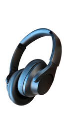 Isolated over-ear headphones in black, sleek and minimalist design for music and audio listening