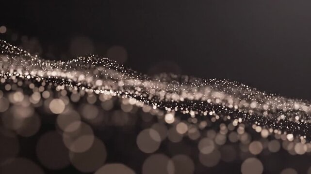 Seamless looping cinematic background of subtle micro particles drifting diagonally over a dark charcoal gradient, layered depth and smooth organic motion, ideal for modern abstract visuals.