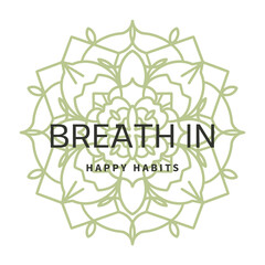 Floral Mandala Artwork Breathe In | Green Botanical Mandala Design, Calming Meditation Art, Healing Holistic Wall Decor