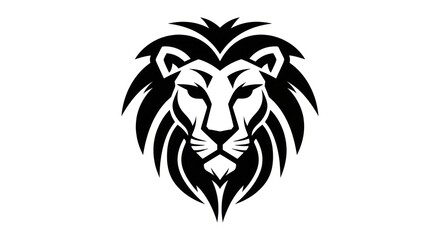 Stylized Lion Head Graphic Illustration with Bold Lines and Sharp Details