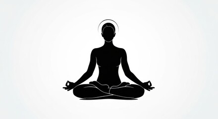 Silhouette in serene meditation pose: Embracing mindfulness and inner peace through yogic practice