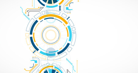 Abstract background. Scientific and technological concept with the use of technical elements formed in the shape of a circle. Vector