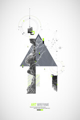 Abstract art wireframe background. Modern science or technology art elements. Surface illustration.