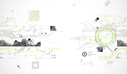 Abstract background. Scientific and technological concept with the use of technical elements formed in the shape of a circle. Vector