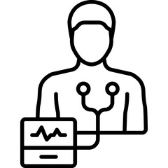 Holter Monitor Heart Tracking Line Icon: Cardiology and Diagnostic