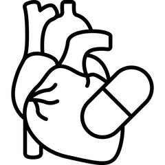 Medication Bottle Treatment Line Icon: Healthcare and Pharmacy