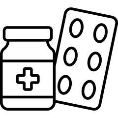 Medicine Pill Capsule Line Icon: Pharmacy and Healthcare
