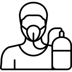 Oxygen Therapy Medical Treatment Line Icon: Respiratory and Health