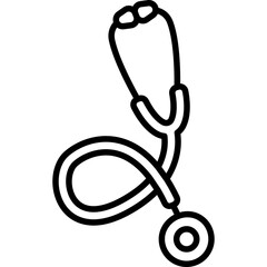 Stethoscope Medical Equipment Line Icon: Doctor and Healthcare