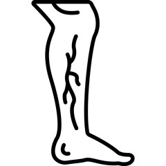 Varicose Veins Leg Condition Line Icon: Medical and Healthcare