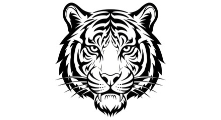 Fototapeta premium Detailed graphic illustration of a tiger's head with striking black and white patterns