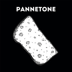 Panettone sketch. Vector drawing illustration. Italian food. Italian cuisine. Hand drawn. Top view. Not AI Generated.