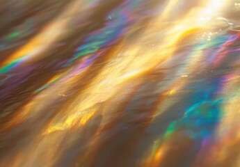 A mesmerizing display of shimmering water reflecting vibrant colors in a fluid, abstract pattern.