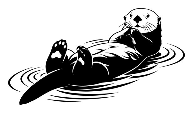 Sea Otter Silhouette - Minimalist Vector Illustration