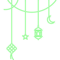 Neon Ramadan Hanging Decorations Illustration
