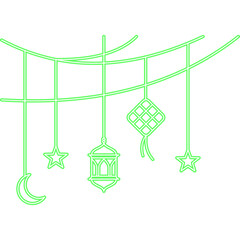 Neon Ramadan Hanging Decorations Illustration