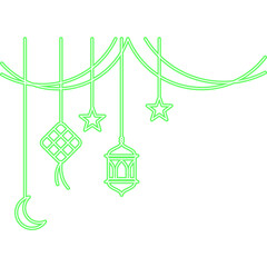 Neon Ramadan Hanging Decorations Illustration