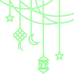 Neon Ramadan Hanging Decorations Illustration